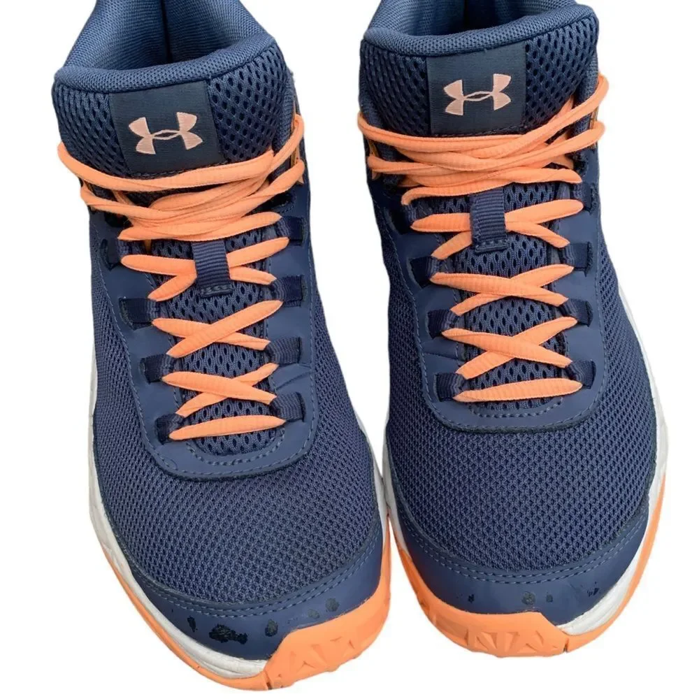 Under Armour Youth Utility Blue Orange Jet Basketball Shoes Sneakers Size 6